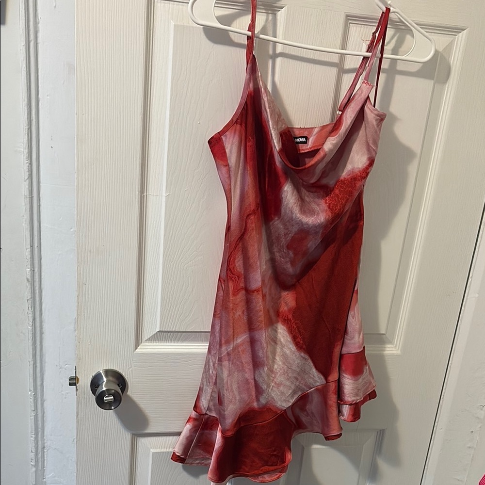 Red and White Sleeveless Dress